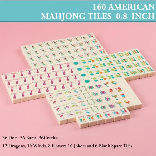 Soulchen Mini American Mahjong Tile Set Include 160 0.8 Inch Mahjong Tiles 2 Dice 4 Wooden Rulers 1 Accessory Bag 4 Beginner Rule Cards(Cocktail) - style: Cocktail