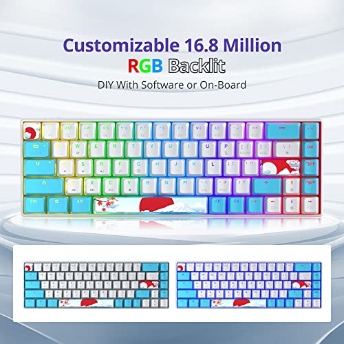 Owpkeenthy Portable 60% Mechanical Gaming Keyboard, Ultra Compact RGB Wired 65 Percent Mini Office Keyboard Backlit with Red Switch for PC/PS5/XBOX(Blue/ 68 Red Switch) - color: Blue/ 68 Red Switch