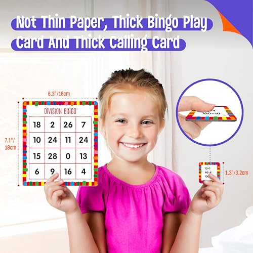 SpriteGru Multiplication & Division Bingo Game, 360 Math Problems, 2 Educational Math Board Game for Kindergarten and Preschool Kids, Perfect for Classroom & At Home - style: Multiplication & Division Bingo Game