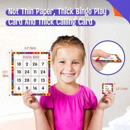 SpriteGru Multiplication & Division Bingo Game, 360 Math Problems, 2 Educational Math Board Game for Kindergarten and Preschool Kids, Perfect for Classroom & At Home - style: Multiplication & Division Bingo Game