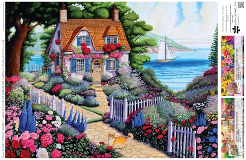 Buffalo Games Joseph Holodook, Seaside Cottage Garden, 1000 Piece Puzzle | Adult Jigsaw Puzzle 1000 Pieces, Poster Included, Precision-Cut Pieces with Snap Fit, Thicker Board, Made in USA