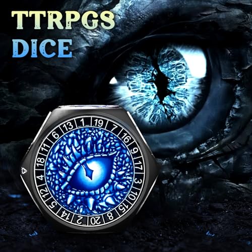 ZHOORQI 8-in-1 DND Dice Set – Metal Spinner Dice with Dual D20, 3D Monster Engravings & Smooth Spinning – Perfect for TTRPG, D and D Dungeons and Dragons Gifts(Black Dice- Blue) - color: Black Blue
