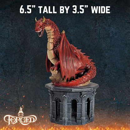 Forged Dice Co. Dragon Dice Jail - D&D Dice Holder and Storage Box with Removable Collectors Dragon Miniature - Fits Up to 2 Standard Polyhedral RPG Sets - Red - color: Red Dragon Dice Jail