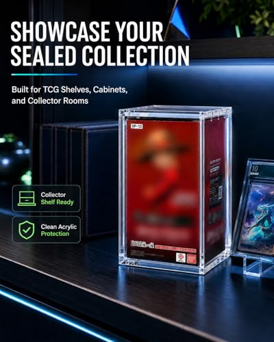 Japanese One Piece Booster Box Acrylic Display Case | Fits JP OP-04 to OP-16 Booster Boxes, 5mm Clear Magnetic TCG Box Protector, UV & Dust Resistant Acrylic Storage Case - size: Acrylic Case for JPOP(3"Lx2.95"Wx5.8"H)