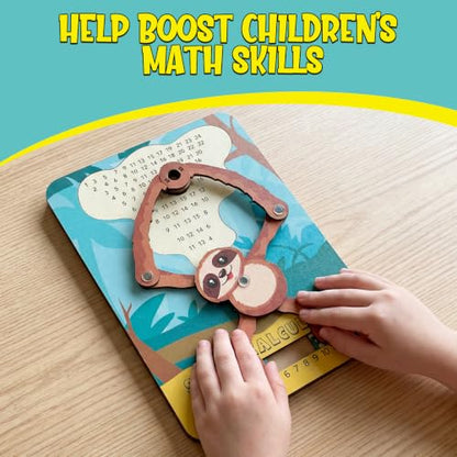 Sloth Calculator Math Toy, Montessori Math Manipulatives for Kids, Addition & Multiplication Practice Board, Hands-On STEM Learning Toy for Classroom & Homeschool, Gift for Ages 6+