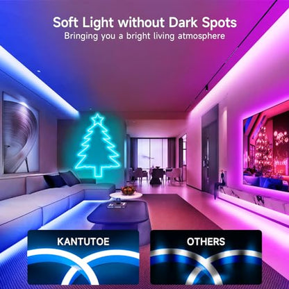 KANTUTOE LED Neon Rope Lights, 13.1ft RGB LED Light Strip, 24V Music Sync App/Remote Control DIY Rope Light, IP67 Waterproof Gaming Neon Strip Lights for Bedroom Indoor Oudoor Décor - size: 13.1ft
