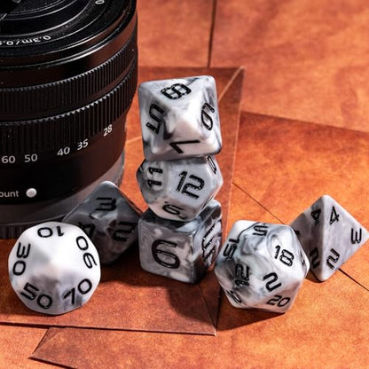 7PCS DND Dice Set Grey Polyhedral Dice Set for D&D Tabletop Games | Leather Storage Bag, DM Gift, for Dungeons and Dragons Role Playing Games - color: Camo-grey