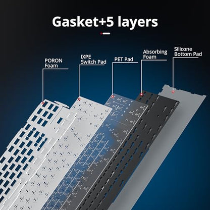Owpkeenthy 75% Gasket Mounted Mechanical Gaming Keyboard Hot Swappable, Wired 87 Keys South-Facing RGB Keyboard with Quiet Linear White Switch Cherry Keycaps for Win mac (Black) - color: Black/White Switch