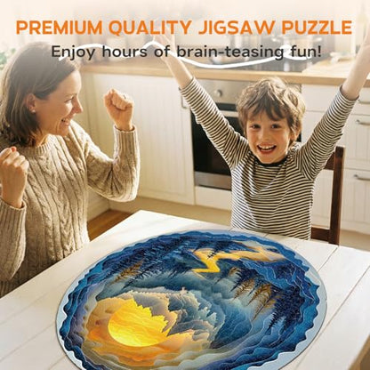 1000 Piece Puzzles for Adults, 26.6 * 26.6 in Sunrise in the Woods Puzzle | 1000 Pieces Flat Puzzles with 3D Visual Effect When Completed, Adult Puzzle Games - color: Sunrise in the Woods