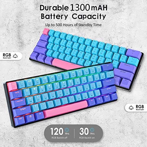 surmen GT61 60% Mechanical Gaming Keyboard 60 Percent RGB Backlit Hot-Swappable Wireless/Wired Compact Mini Keyboards Bluetooth 5.0 Keyboard Programmable/N-Key Rollover (Red, Joker) - color: Joker-Red Switch