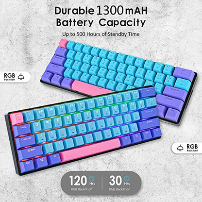 surmen GT61 60% Mechanical Gaming Keyboard 60 Percent RGB Backlit Hot-Swappable Wireless/Wired Compact Mini Keyboards Bluetooth 5.0 Keyboard Programmable/N-Key Rollover (Red, Joker) - color: Joker-Red Switch