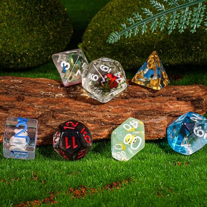 Cusdie 7-Die DND Dice, Polyhedral Dice Set Filled with Animal, for Role Playing Game D&D Dice（Random Animal） - color: Random Animal