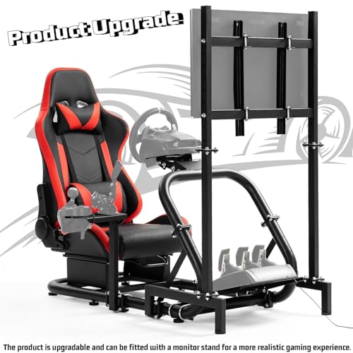 Dardoo Racing Simulator Cockpit with Red Seat Fit for Logitech G29 G920, for Thrustmaster T300RS TX, for Fanatec, for PC, Adjustable Driving Gaming Frame,Not Included Shifter,Steering Wheel & Pedals
