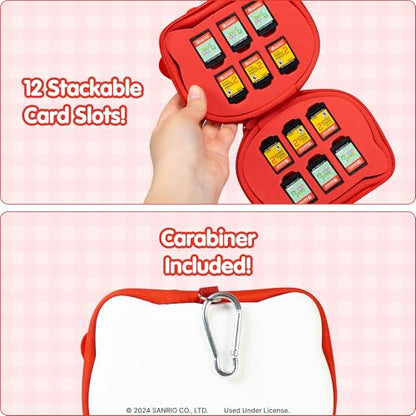 Hamee Hello Kitty Cartridge Case Portable Carrying Zip Case Storage Holder | Compatible with Nintendo Switch Games, Portable Carrying Case, 12-36 Game Card Holder, Zip Storage Case, Carabiner Included