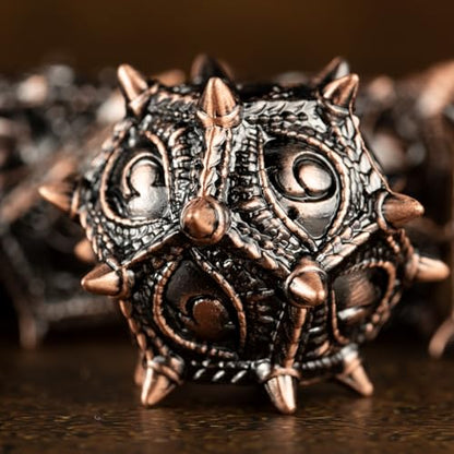 Surpass Metal DND Dice Set - Polyhedral Dragon Eye Dice for Dungeons and Dragons, RPG, Role Playing Games, Pathfinder (Red Copper) - color: Red Copper