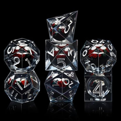 AUSTOR 7 Die DND Dice Set 7 Pieces White Skull Resin Dice Role Playing Sharp Edge Dice D20 D12 D10 D8 D6 D4 with Case for Dungeons and Dragons - color: White Skull