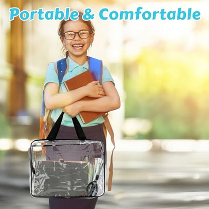 4 Pack Toy Storage Organizer Bags with Zipper, Clear PVC | Large Black Waterproof Reusable Toy Bags for Puzzles, Building Blocks, Board Game, Stationery, Kids Books