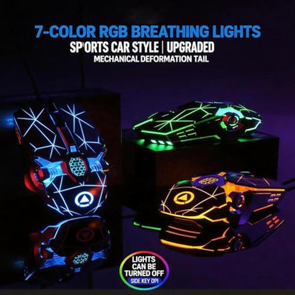 Wired Gaming Mouse, Silent Click Edition, USB Computer Mouse for PC, Laptop, Desktop, E-Sports Compatible, Matte Black