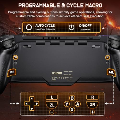 LIFUFUTEE Switch Controllers, Wireless Switch Pro Controller Replacement for Nintendo Switch Controller/OLED, Hall Effect One-Piece Joypad Controller with Programmable/Dual Vibration/Turbo/Wakeup - color: Black Rainbow, size: Switch 1 - 6.2"/7"