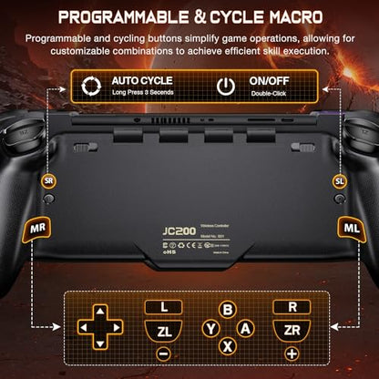 LIFUFUTEE Switch Controllers, Wireless Switch Pro Controller Replacement for Nintendo Switch Controller/OLED, Hall Effect One-Piece Joypad Controller with Programmable/Dual Vibration/Turbo/Wakeup - color: Black Rainbow, size: Switch 1 - 6.2"/7"