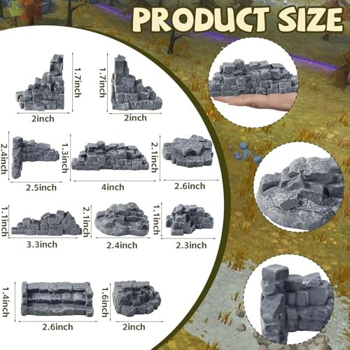 Warmtree Stone Wall Ruins for Terrain Sets Diorama Supplies | Miniature Terrain Building Tabletop Accessories Train Landscape Railroad Scenery Military Layout Model WarGaming Terrain