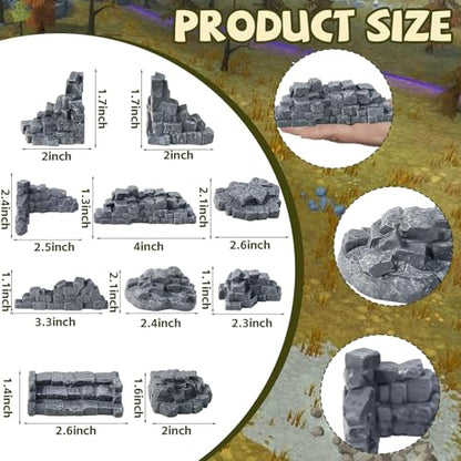 Warmtree Stone Wall Ruins for Terrain Sets Diorama Supplies | Miniature Terrain Building Tabletop Accessories Train Landscape Railroad Scenery Military Layout Model WarGaming Terrain