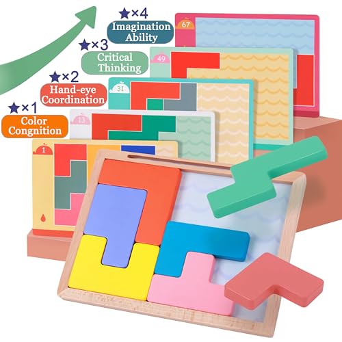 Memory Game Puzzles for Seniors, 8 Wooden Tile Matching Dementia Activities | Easy Elderly Brain Toy for Alzheimers Patients Product, Large Cognitive Mind Care Craft Gifts Pattern Blocks Board Gadgets