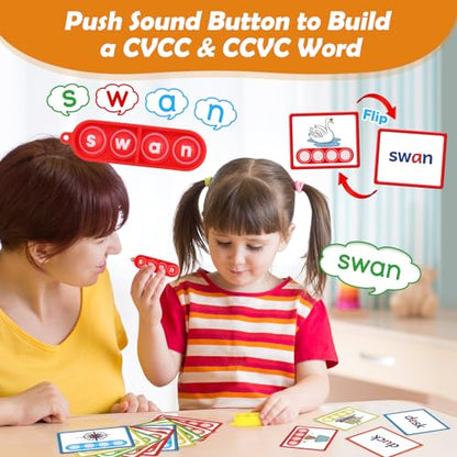 Aizweb CVCC & CCVC Word Game,Phonics Games Flash Cards for Preschool Kindergarten Classroom Supplies,Special Education Reading Manipulative Montessori Spelling Toy for Learning Activity Teacher School - style: CVCC & CCVC