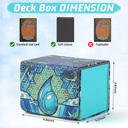 Deck Box for MTG Cards, Trading Commander Deck Case Holds 120+ Sleeved Cards, PU Leather Magnetic Collectible Card Storage Box Fits for TCG Magic Card (Blue) - color: A-Blue