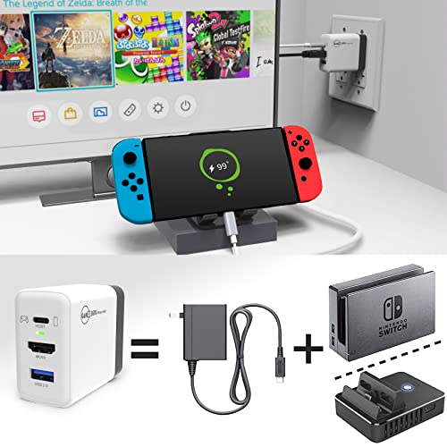 Switch Dock for Nintendo Switch, Portable TV Dock Station only for nintendoswitch,steam Deck USB C Hub Charger Laptop Docking with USB A /4K60 HDMI/PD (not for Nintendo Switch 2)