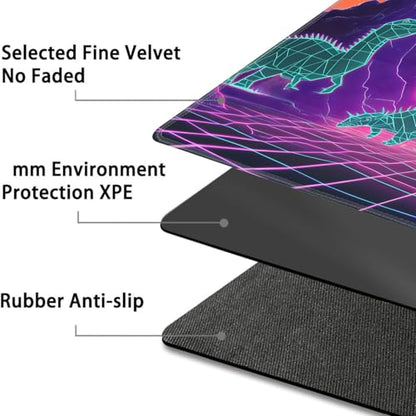 for MTG Game Playmat - 24 x 14 inches with Dices and Storage Bags, Non-Slip Base for TCG and Board Game Card Mats, Trading Card Games Mat, Neon Dinosaur, Futurism Pattern Collectible Card Playmats - color: Jv-playmat-p7-1-g196