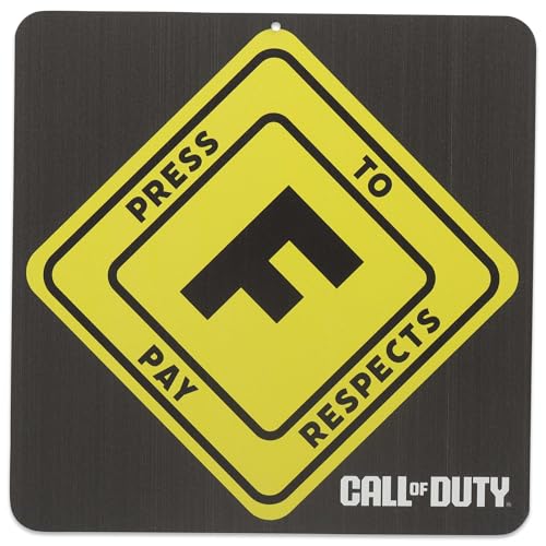 Call of Duty Pay Respects Metal Wall Decor | Iconic COD Sign for Game Room or Man Cave - color: Black/Yellow
