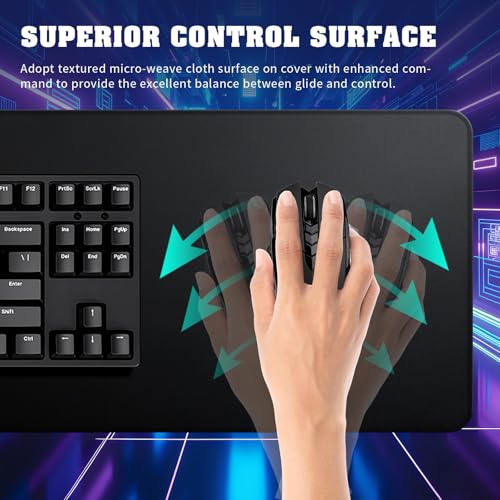 Large Mouse Pad with Stitched Edges, Desk Pad Mat with Durable Non-Slip Rubber Base for Gamer Desktop Office Home Black 31.5x11.8in