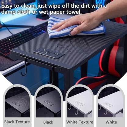 Computer Tower Stand with LED Light Strip, Mobile Rolling CPU Holder | Height Adjustable PC Tower Stand with Charging Station for Office/Home - Black Texture - color: Black Texture, size: 19.29'' × 11.42'