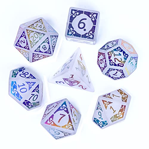 UDIXI Gemstone Dice Set D&D White Crystal Stone DND Dice for Tabletop Games | Natural Stone, Premium Gift Box, DM Gift, for Dungeons and Dragons Role Playing Games - color: Electroplating White Crystal
