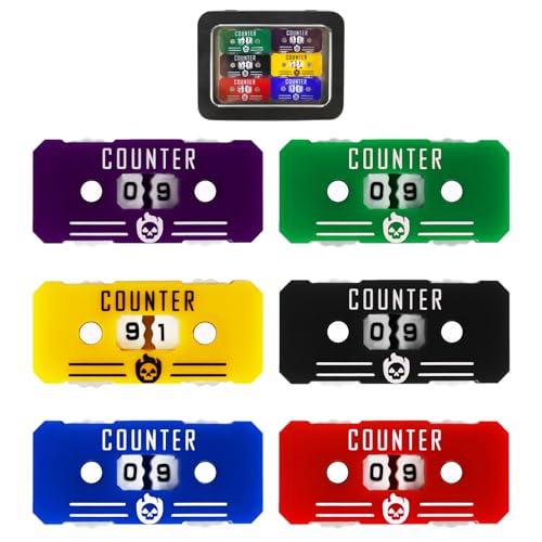 6PCS Life Counter Set with Metal Box, Health Tracker Life Counters Twin Digits for Magic Card Games Accessories D&D RPG CCG TCG Tabletop Board Games - color: A Color Matching-6pcs