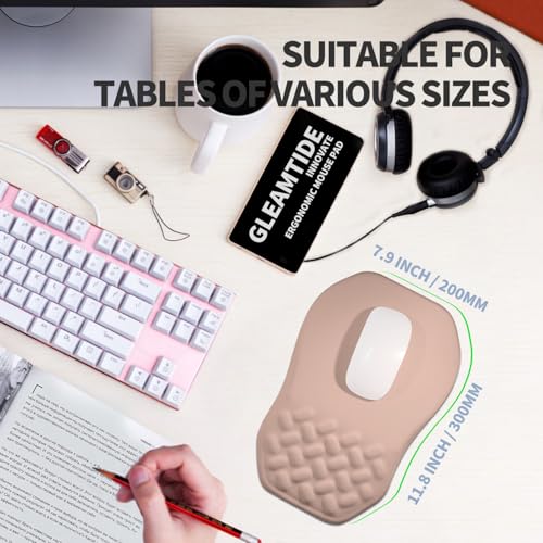 Ergonomic Raised Mouse Pad Wrist Support with Bilateral Slope Memory Foam Mousepad for Wrist Rest and Carpal Tunnel Pain Relief 11.8x7.9〃 Apricot Pink - color: Apricot Pink