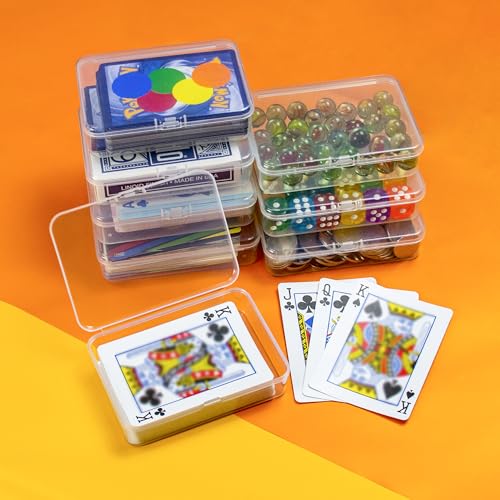 JINUPHION 8 Pcs Playing Card Case, Small Clear Box, Plastic Deck Box, Card Deck Holder, Game Card Storage Organizer (8 pcs Standard) (No Cards) - size: 8 pcs Standard