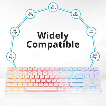 Pudding Keycaps PBT Double Shot Keycaps Gaming Keycap XDA Profile for US/ISO Layout 60% 65% 75% Mechanical Keyboard(White) - color: White pudding