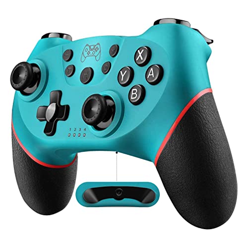 Diswoe Controller for Switch, Wireless Pro Controller for Switch 2/Switch/Switch Lite/Switch OLED, Remote Gamepad with Joystick, Adjustable Turbo Vibration with Programmable Function - color: Blue+BF