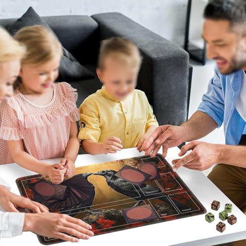 for MTG Card Playmat with Zones-Includes A Storage Bag and 6 Dice, 24 x 14 inches for TCG Playmat with Non-Slip Rubber, Game Mat, Autumn Crow - color: Yux-playmats-2-2A-282