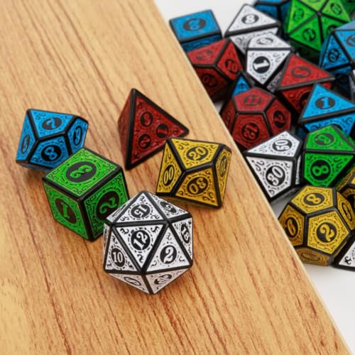 DND Dice Set 35 Pcs Polyhedral Dungeons and Dragons Rolling Dice for D&D RPG MTG Table Games Dice Bulk with Colorful Drawstring Bags and Dice Tray (Retro) - color: Retro