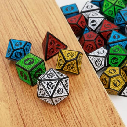 DND Dice Set 35 Pcs Polyhedral Dungeons and Dragons Rolling Dice for D&D RPG MTG Table Games Dice Bulk with Colorful Drawstring Bags and Dice Tray (Retro) - color: Retro