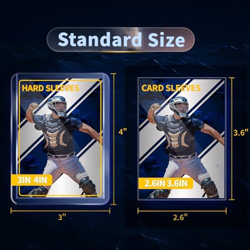 2000 Card Sleeves Hard Plastic, Premium Baseball Card Sleeves, 3" x 4" Trading Cards Holder, Sports Football Game Cards Protectors Top Cases (1000 Hard Sleeve + 1000 Soft Sleeve) - size: 1000 Hard Sleeves + 1000 Soft Sleeves