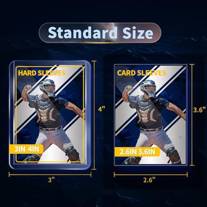 2000 Card Sleeves Hard Plastic, Baseball Card Holder, 3" x 4" Trading Cards Protector, Sports Football Game Cards Holder Top Cases (1000 Hard Sleeve + 1000 Soft Sleeves) - size: 1000 Hard Sleeves + 1000 Soft Sleeves