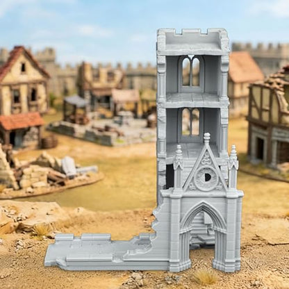 AUSPDICE DND Terrain 25mm Gothic Sanctuary Ruins, TTRPG Building Set | 1:64 Scale Unpainted Multi-Level DND Building with Stairs and Arches for Dungeons and Dragons, TTRPGs and Wargames - AF1161