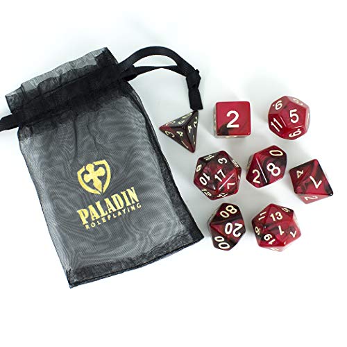 Paladin Roleplaying Red and Brown Dice - Expanded DND Set with Extra D20 - 'Blood God'