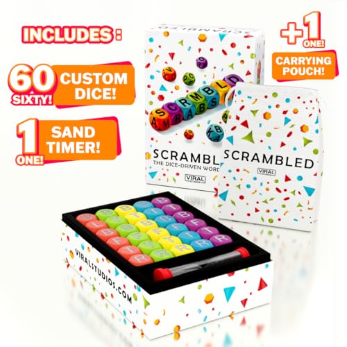 Viral Studios Scrambled The Dice-Driven Word Game Fast-Paced Party Game | Spell, Shout, and Win in This Ultimate Brain-Sprint Challenge for 1–5 Players for Families, Gamenight and Hangouts