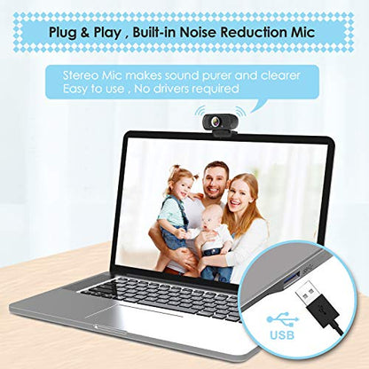 ToLuLu 1080P Webcam with Microphone, HD Webcam Web Camera with Tripod Stand | Widescreen USB Computer Camera, Streaming Mic Web cam for Online Calling/Conferencing,Facetime/YouTube Desktop Laptop PC - style: 1080P Webcam with Cover & Tripod