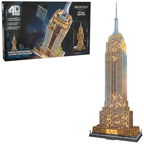 4D Build Empire State Building Replica 3D Puzzle Model Kit for Adults | 479 Premium EPS Foam Pieces, No Glue or Tools Required, Home Decor Collectible Figure for Display, Screen-Free Hobby Ages 12+